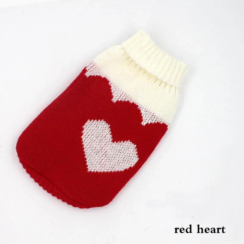Christmas Vintage Dog Sweaters Holiday Reindeer Red Heart Style Dog Clothes New Year Soft Puppy Sweaters Warm Pet Sweaters for S