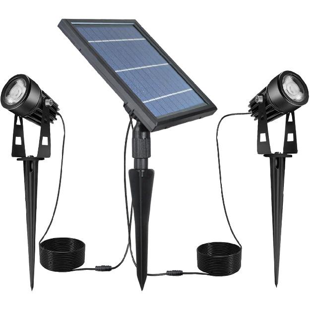 SUNLONG Solar-Powered Cast Aluminium Warm White LED Spotlight for Outdoor Garden Yard Landscape Tree Uplight Downlight