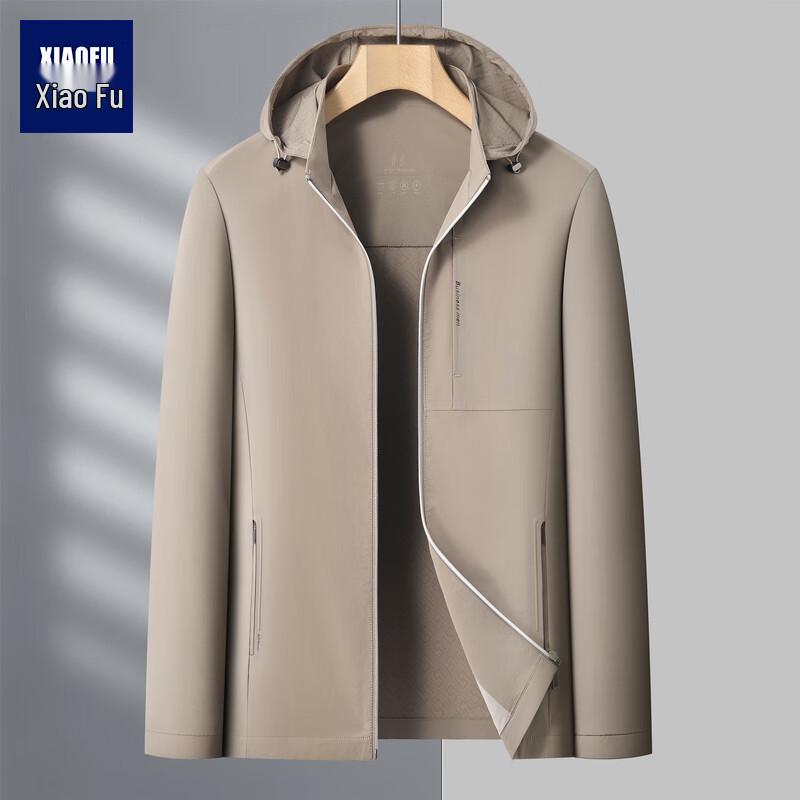 Men s Light Business Casual Jacket with Detachable Hood 4XL