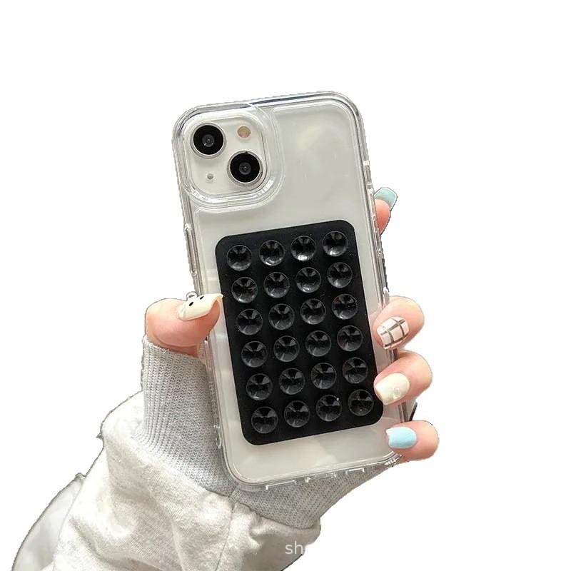 Silicone Suction Cup for iPhone17promax Mobile Phone Case 16/15 Airbag 14 Anti-drop 11 Protective Case