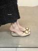 French temperament square buckle single shoes women's square head grandma shoes retro suede 2025 spring new shallow flat shoes