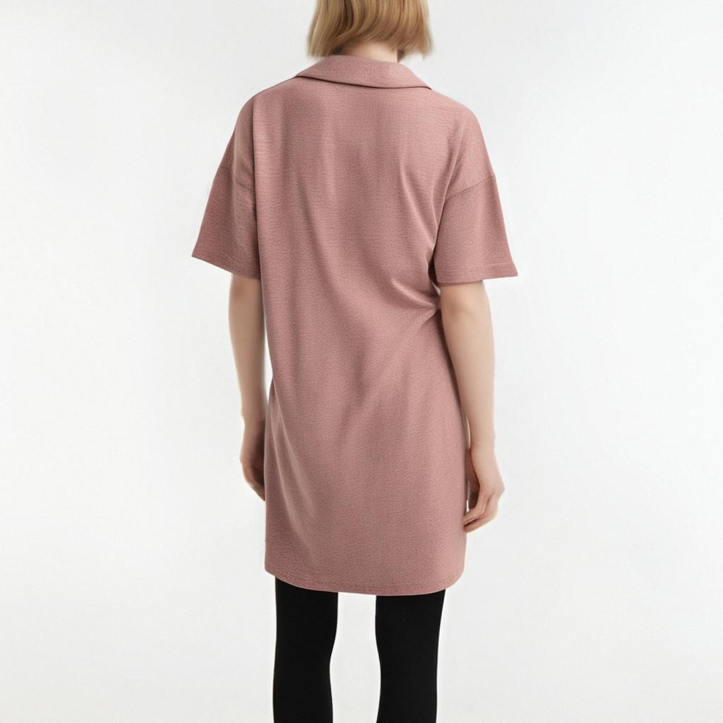 Dámská móda letní ležérní jednobarevné šaty s výstřihem do V a klopou