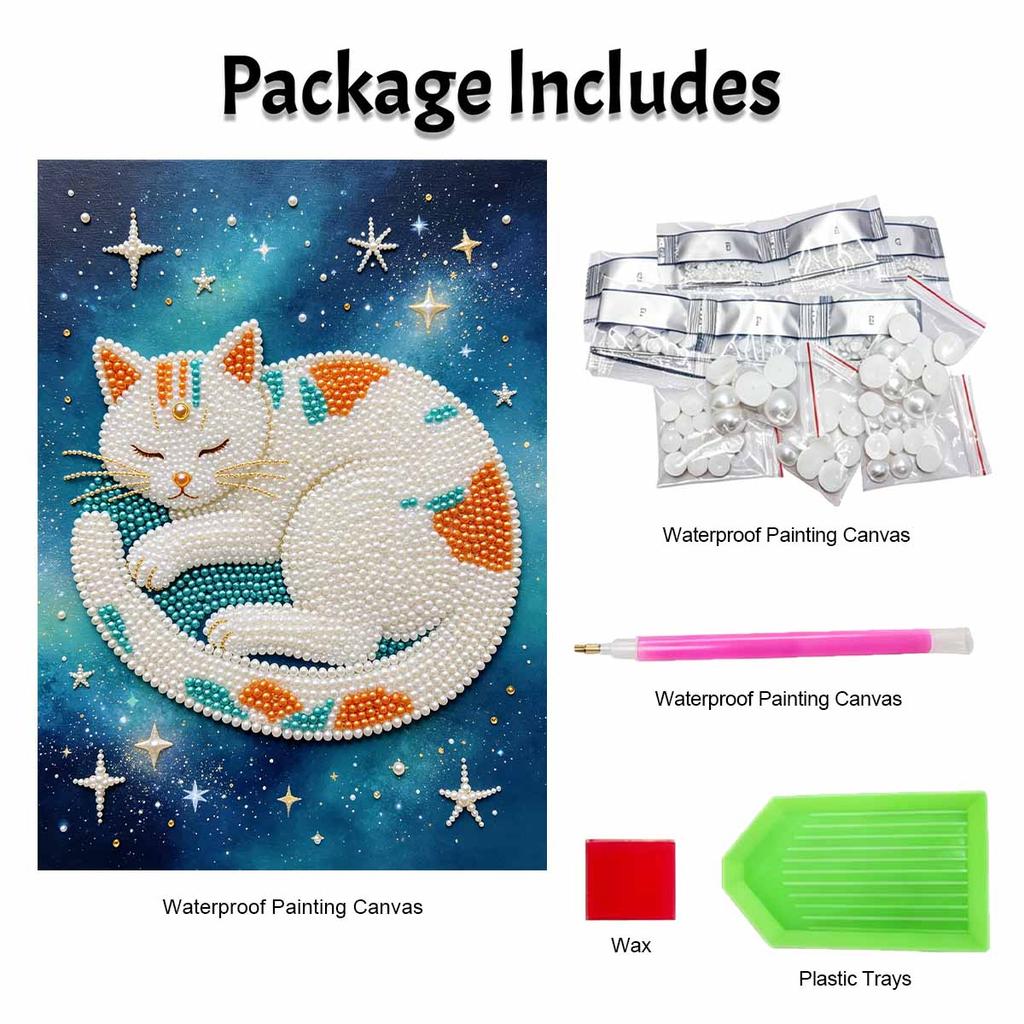 Animal Series Pearl Painting Cat Starry Sky Diy Handmade 5D HighValue Hanging Living Room Decoration Painting