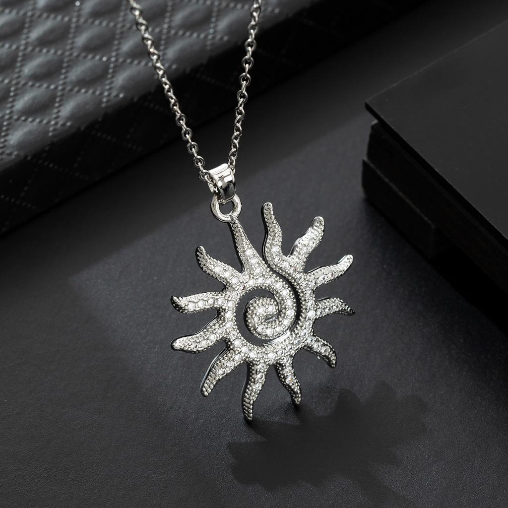 Sunflower Pendant Necklace With Starry Sparkle Delicate And Luxurious Collarbone Chain A Dainty Gift For Her