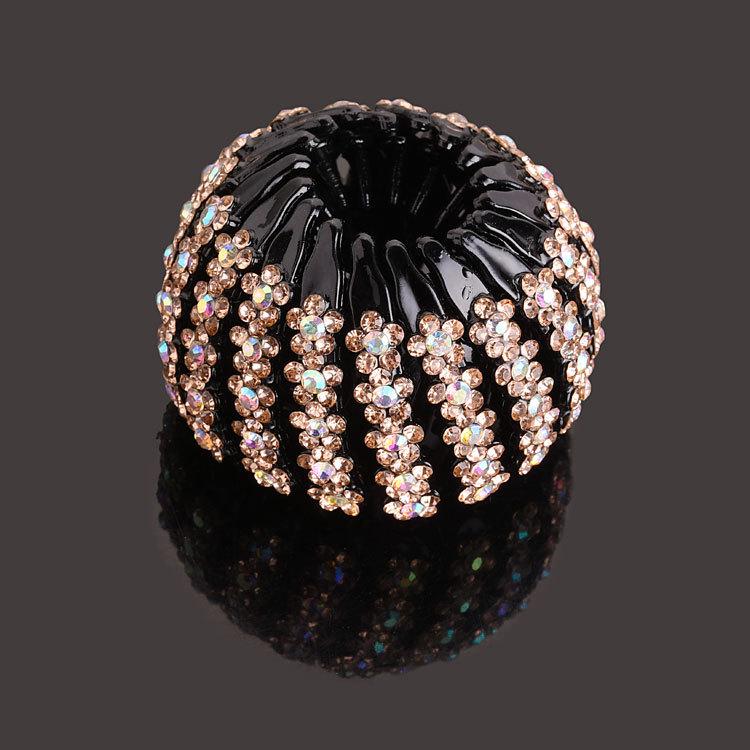 "Elegant Rhinestone Hair Clip & Ponytail Holder - Bird's Nest Design"