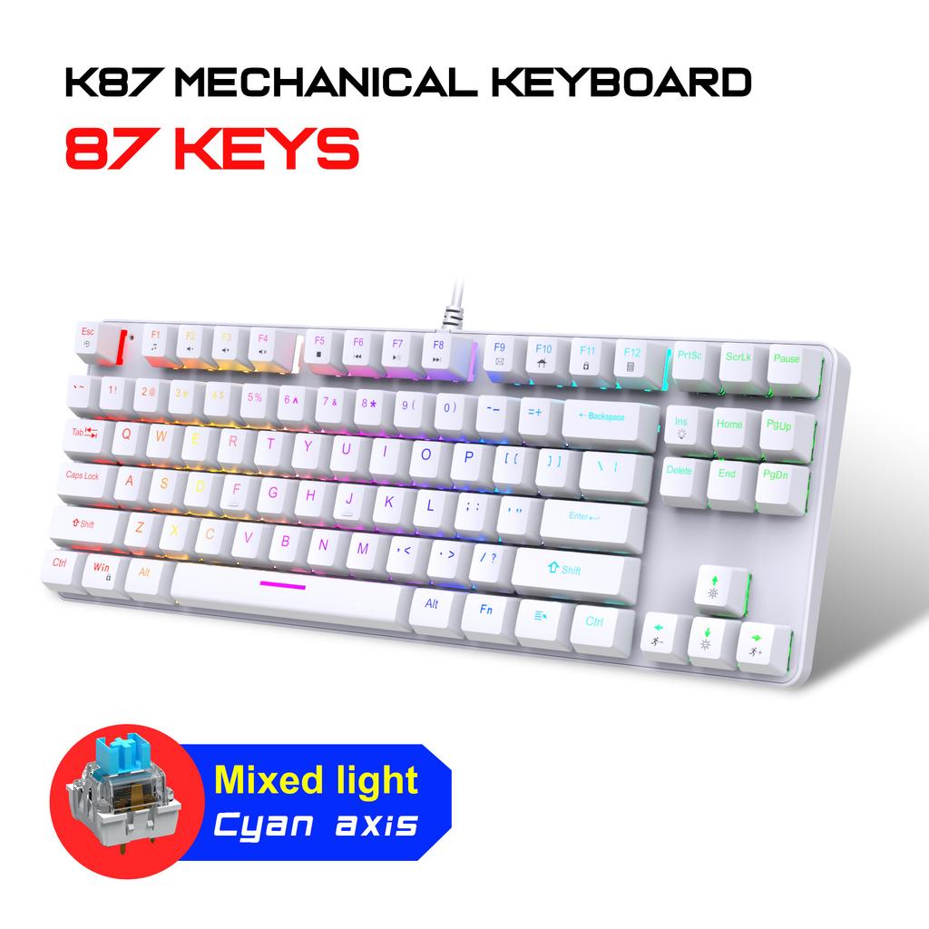87-Tasten RGB Gaming Mechanische Tastatur mit blauer Achse, Voll-Tasten, nicht-glasig, Typ-C-Schnittstelle, Plug and Play, Neue Funktionen