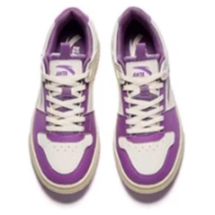 Anta Street Casual Slip-Resistant Lightweight Low-Top Sneakers Women sneakers White Purple 922448019-5