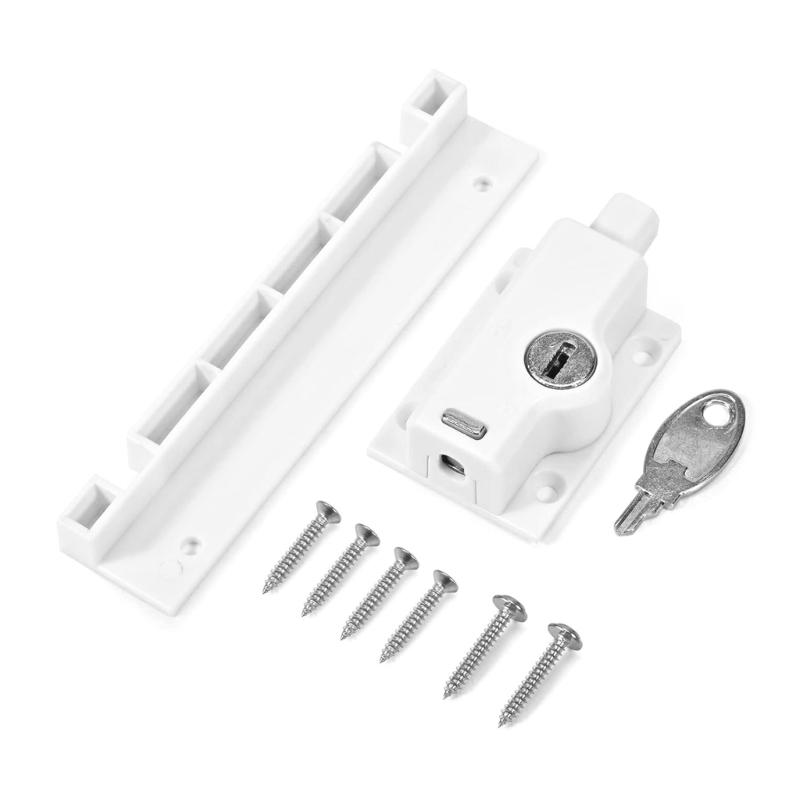 

2 Pack Plastic Sliding Door Security Foot Lock Kick Lock With Key Addition Fit Top or Bottom Rail Childproof Designs 1