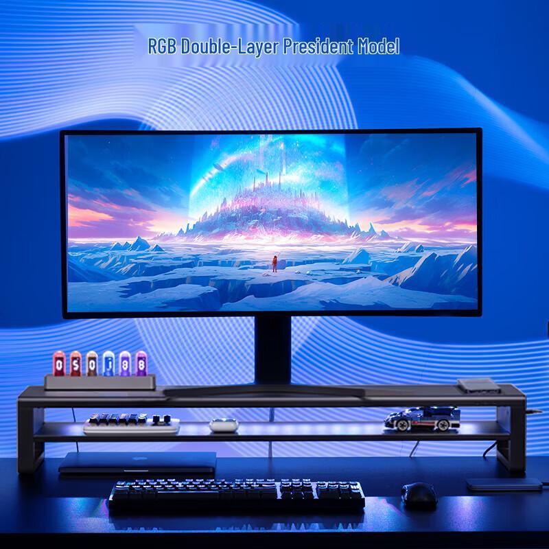 Luwei Double-Layer Monitor Riser Stand with Type-C Fast Charging