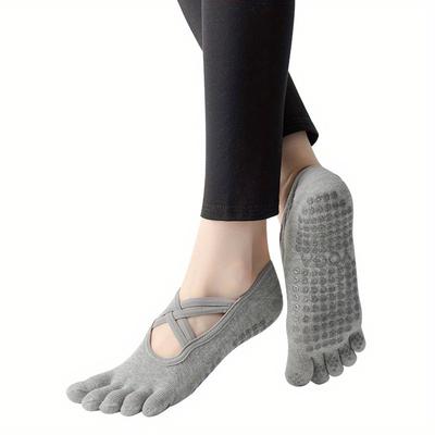 New Women Anti Slip Pilates Socks Five Toe Silicone Non-Slip Yoga Sock Bandage Ballet Dance Ladies Fitness Sports Cotton Sock