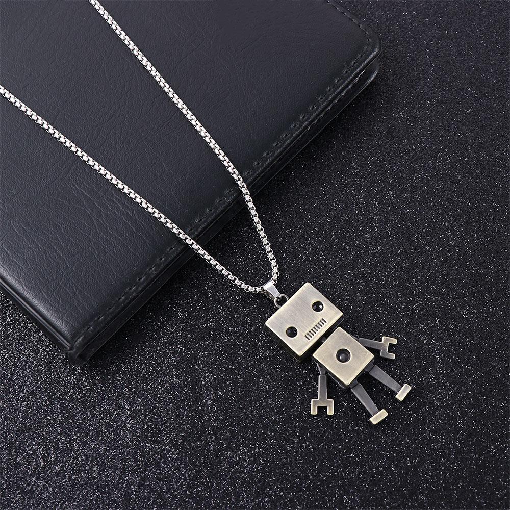 Industry Stainless Steel Punk Metal Pendant Choker Man Necklace Birthday Present Robot Necklace