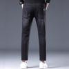 Spring Four Seasons New European, American and Hong Kong Elastic Slim Fit High Nine-point Straight Jeans Men's Trend