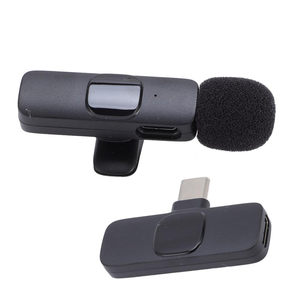 Wireless Lavalier Microphone Type C Rechargeable Noise Reduction Clip On Lapel Microphone for Video Recording Vlog