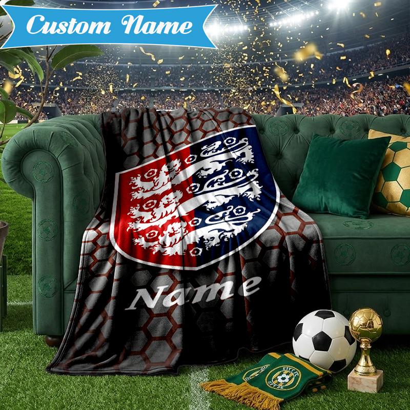 Custom Name England Football Crest Blanket Lightweight Ideal Bedding Blanket Perfect for Travel, Camping, Living Rooms, Sofas, Christmas gift
