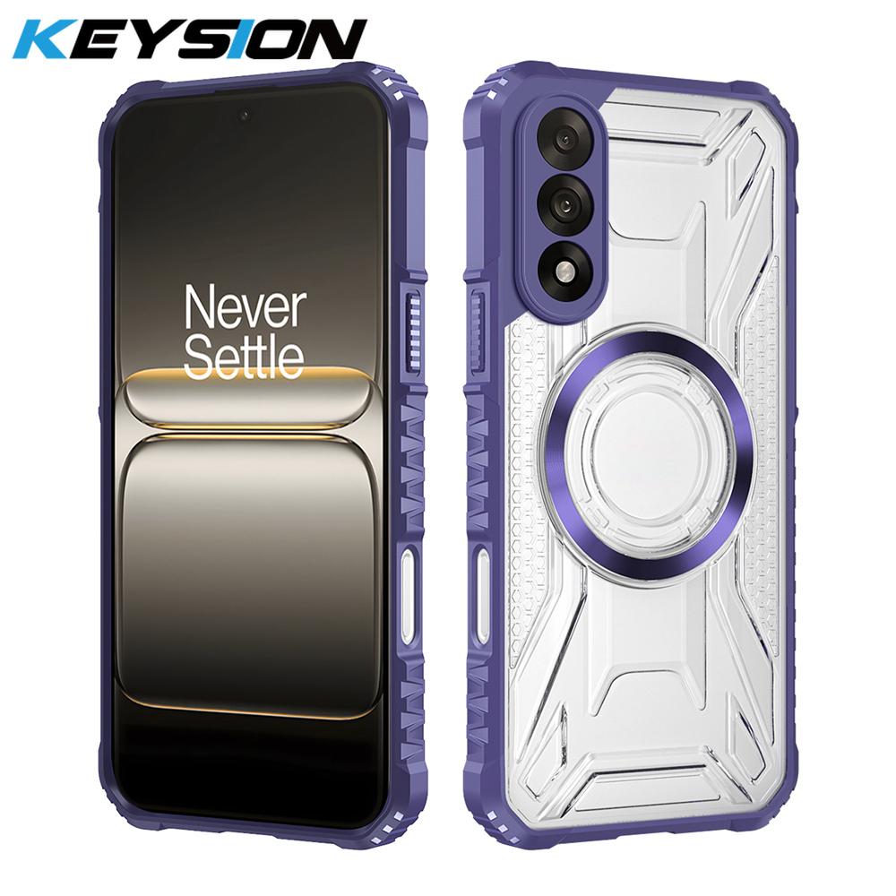 KEYSION Transparent Magnetic Case for OnePlus Nord 5 5G Soft Silicone+PC Heavy Duty Shockproof Phone Cover for OnePlus Nord 5