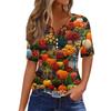 Women's T Shirt Halloween Print Button Short Sleeve Daily Weekend Fashion Basic V- Neck Regular Top