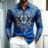 High Quality Men's Shirt Long Sleeved Shirt Solid Color Lion Head Print Design Baroque Business Casual Top Fabric Comfortable