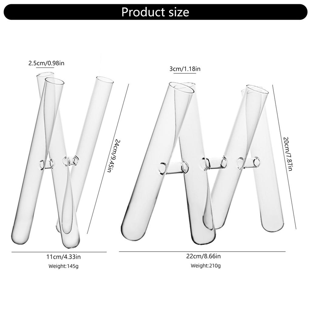 Modern 3/4 Glass Test Tube Flower Vases Plant Terrarium for DIY Florals Displays Living Room or Dining Area Desk Decors