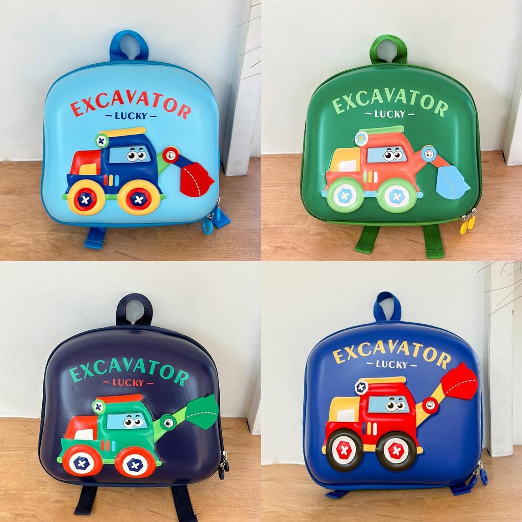 Playful And Stylish Childrens Backpack With Excavator Print Soft Oxford Fabric For Boys And Girls
