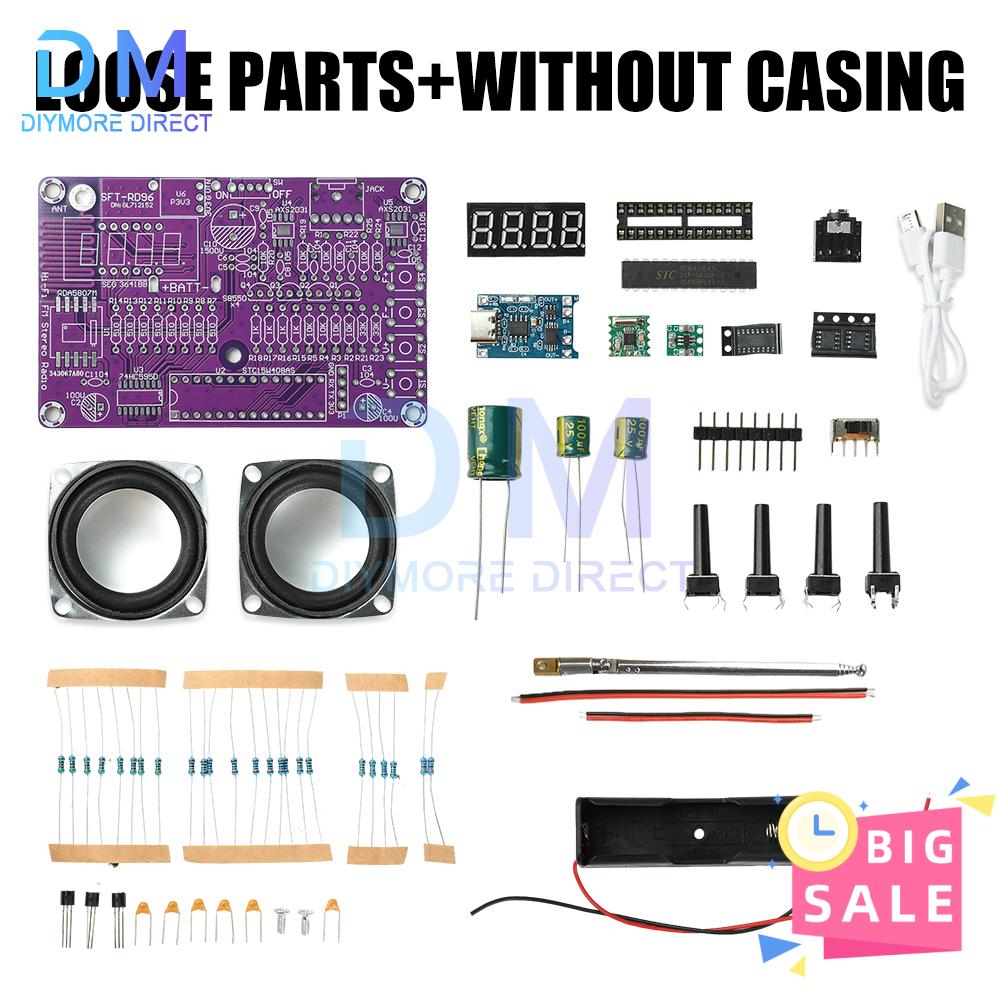

87.5-108MHz FM Radio DIY Kit Dual Channel RDA5807M High Sensitivity Type-C Power Digital Tube Display 3.3V Step Up/Down Module
