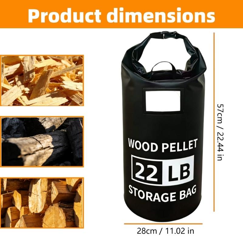 Smoker Pellet Storage Bag, 22-Pound Capacity with Front and Lower Handholds, Rolled Opening, and Label Window for Controlled Pouring into Barbecue
