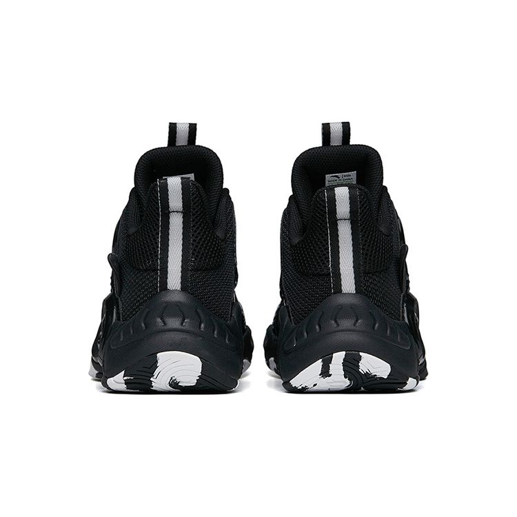 Anta Kids Irregular Non-Slip Shock Absorbing Wear-Resistant Mid-Top Basketball Shoes Kids basketball shoes Black 312221102-6