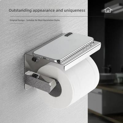 Edelstahl Toilettenpapierhalter mit Telefonablage Badezimmer Tissuehalter Toilettenpapierrollenhalter für Haushaltspapierhalter
