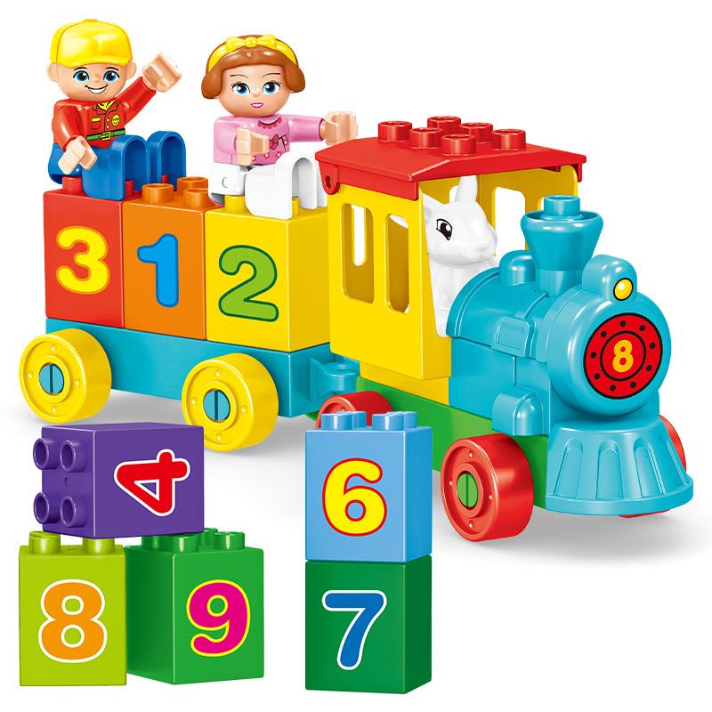 68 szt./zestaw Klocki z dużych elementów Kreatywny pociąg cyfrowy Kolorowe puzzle do wczesnej edukacji Zabawki dla dzieci Prezenty świąteczne