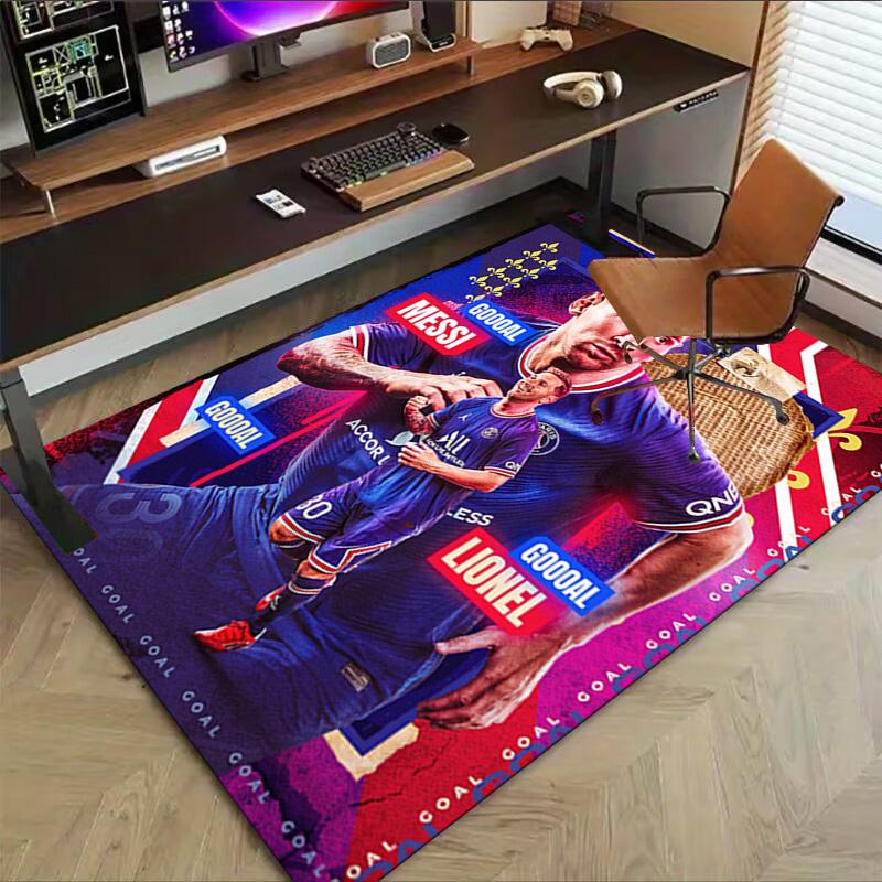 Messi's Hattrick-Feier Teppich für Spielzimmer Schlafzimmer Wohnzimmer Sofa Heimdeko Kinder Spielbereich Teppich Rutschfeste Bodenmatte