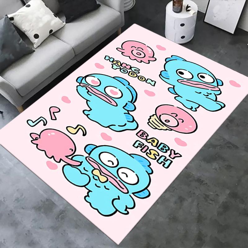 Office Carpet SANRIO Cute Creatures, Pastel Colors, Hang HodonCute Cartoon Door Mat - Non-Slip, Machine Washable Polyester Mat for Living Ro