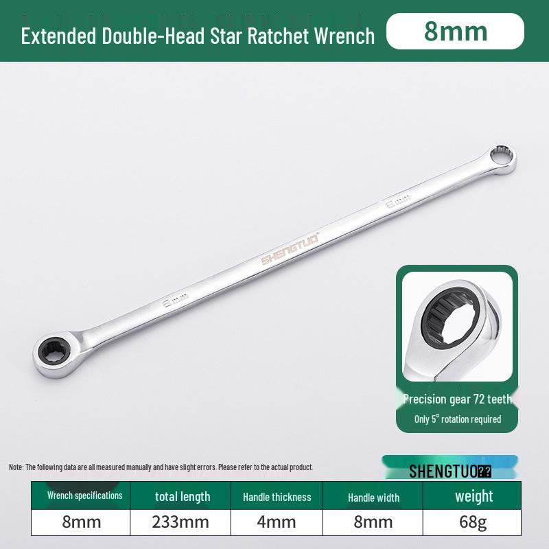 Extra Long Double-Ended Ratchet Wrench for Wheel Alignment & Automotive Repair