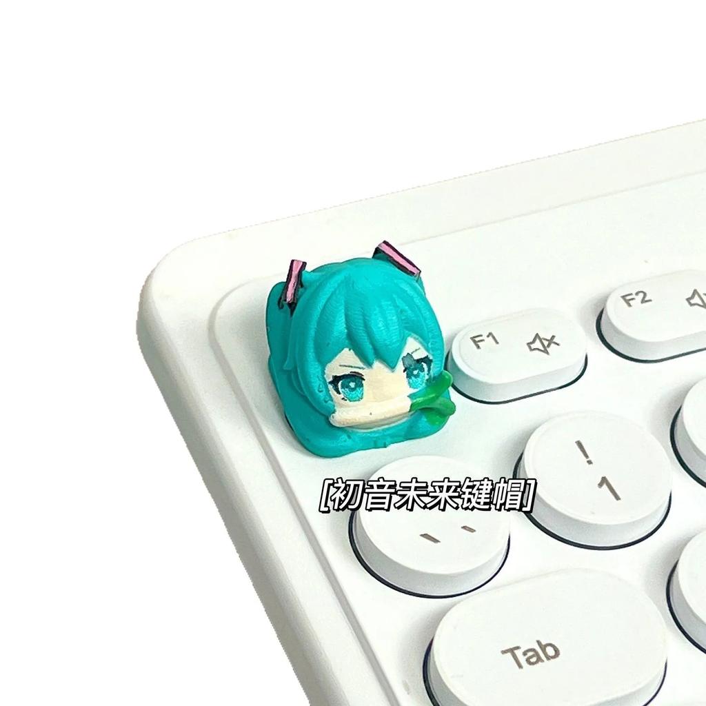 Cute Hatsune Miku Diy Keycaps Anime Personality Cross Axis Pbt Mechanical Keyboard Keycap Cartoon Resin Keycaps Decoration Gifts