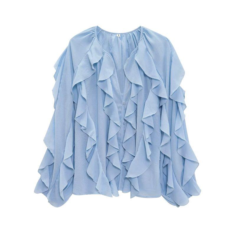 Kaslead New Arrival Women's Fashion Style Fashion Minimalist Laminated Decoration Shirt 4786063