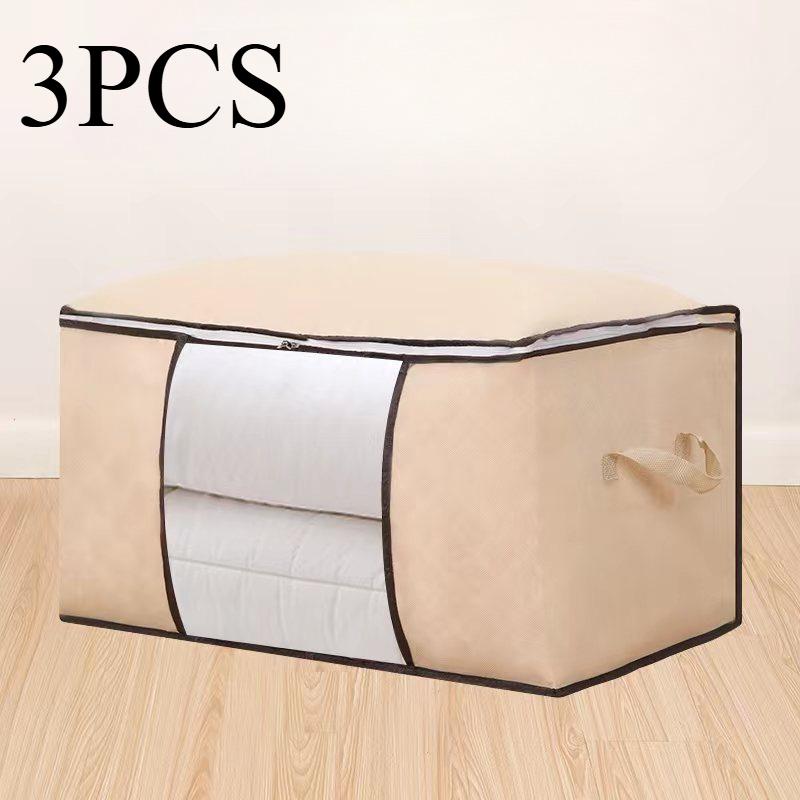 3pcs Large Storage Bag, Foldable Clothes Storage Box, Camping Sleeping Bag Storage Bag with Zipper and Lid,Suitable for Clothes