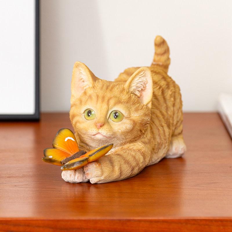1pc Adorable Cat Figurine for Home Bedroom Study Office Desk Creative Decor & Interior Accessories
