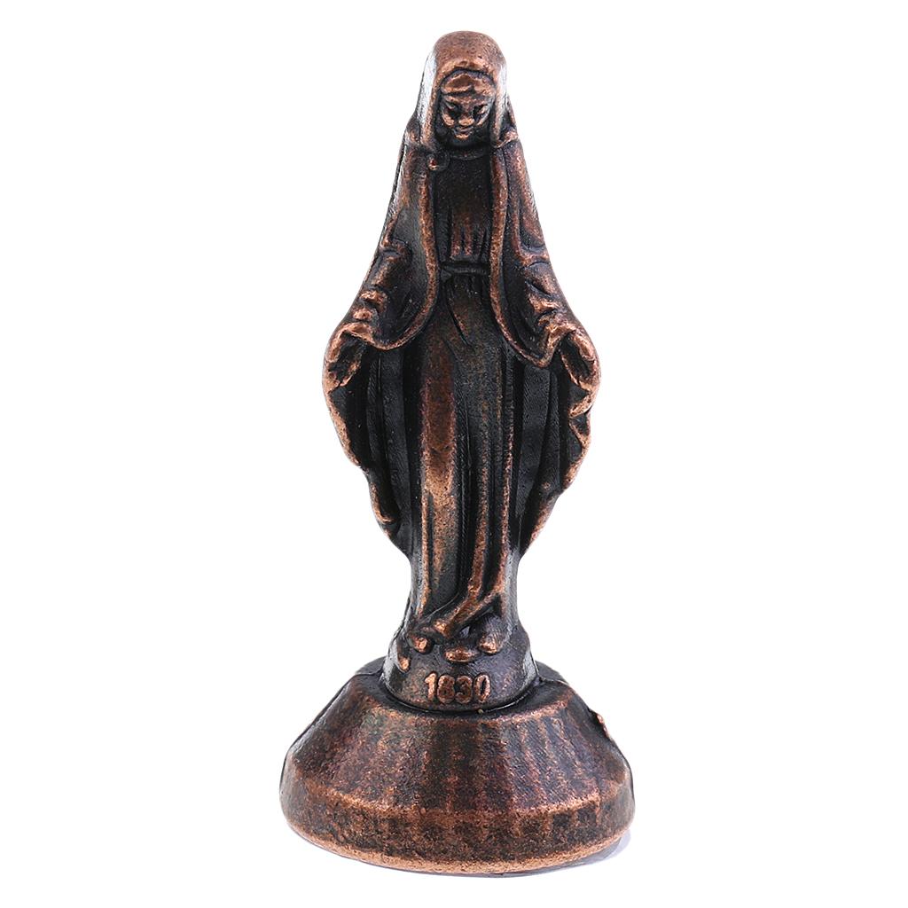 Madonna Virgin Mary Statue Alloy Bronze Decorative Sculpture Christian Ornament for Car Chapel House