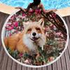 Fox Round Beach Towel, Jungle Wild Animal Beach Blanket,Rustic Farmhouse Woodland Fox Absorbent Quick Dry Pool Towel Picnic Mat