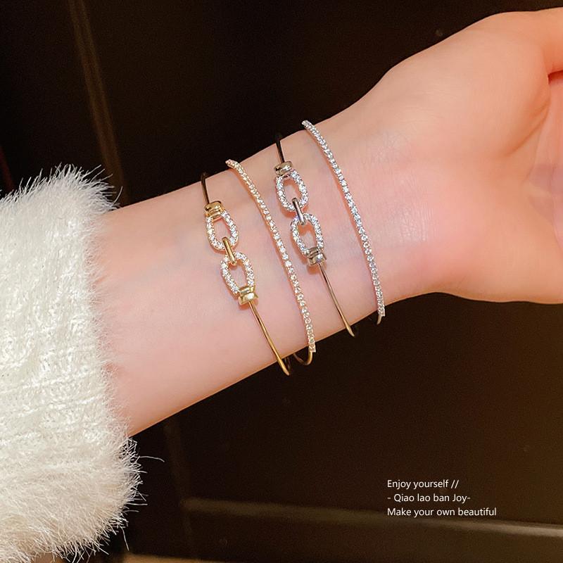 Kupfer Zirkon Doppellagiges Nasenring-Armband Mit Elegantem Design Für Modische Frauen