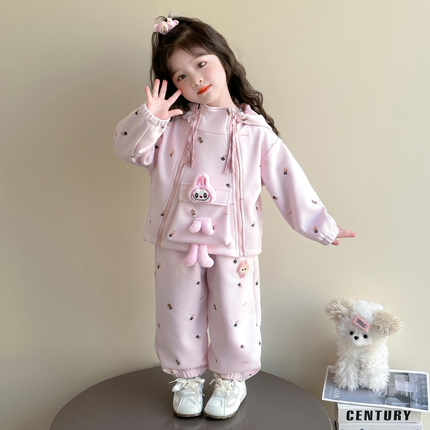 

Girls Trendy Cartoon Print Autumn 2025 Sweatshirt & Pants Set 100 cm