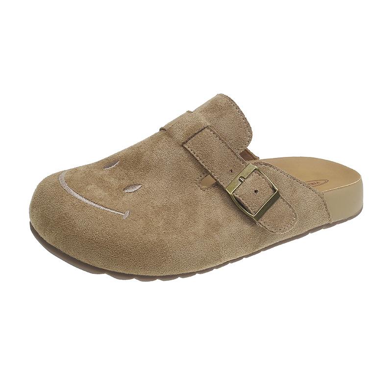 

Милые декоративные хлопковые женские тапочки со смайликом--теплые, с поддержкой свода стопы, повседневные домашние уличные туфли 35 хаки