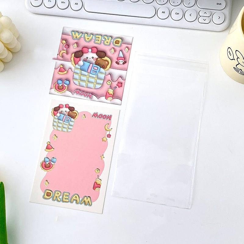 5 Set Korean Cute Animal Party Card Head Card Back Opp Bag  Star 3 Inch Photo Card DIY Packing Material Kawaii Gift Packaging