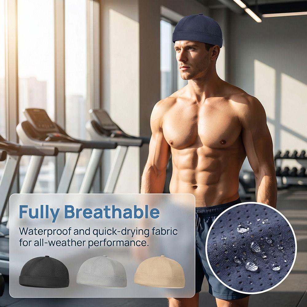Breathable Men's Landlord Hat Brimless Summer Docker Cap Fashion Dome Melon Cap Unisex