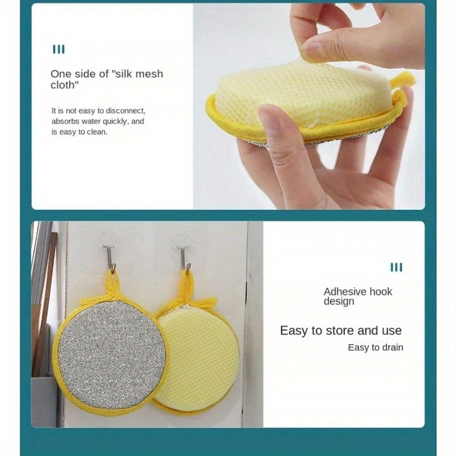 10 Pcs Double-Sided Sponge Kitchen Dishwasher Sponge Brush