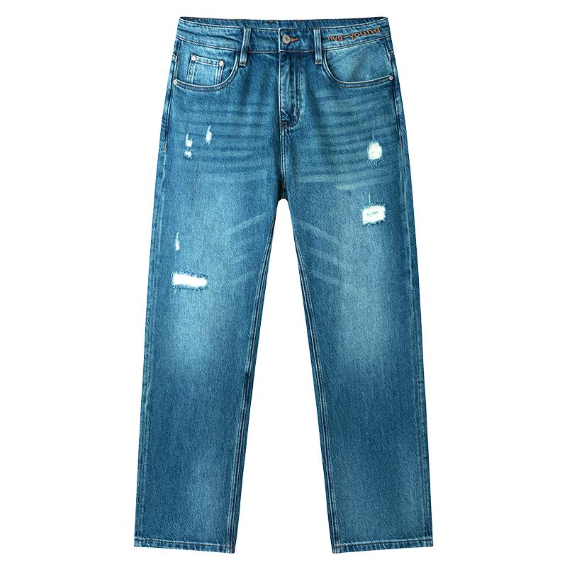 

NVG·YOUNG Men s Distressed Straight-Leg Tencel Jeans 36