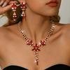High End Atmospheric Tassel Necklace Earrings Two-piece Set Suitable for Formal Occasions, Bridal Wedding Dress Accessories