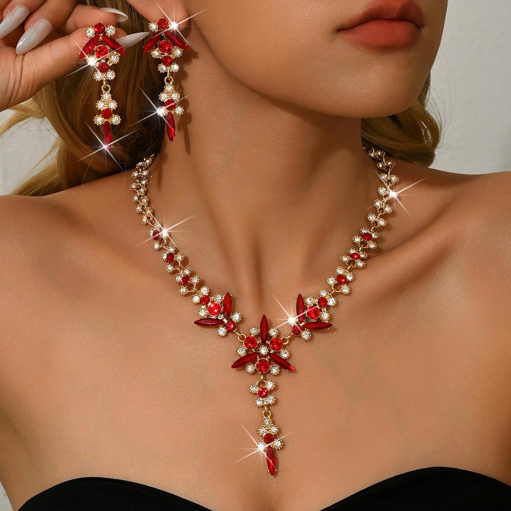 High End Atmospheric Tassel Necklace Earrings Two-piece Set Suitable for Formal Occasions, Bridal Wedding Dress Accessories