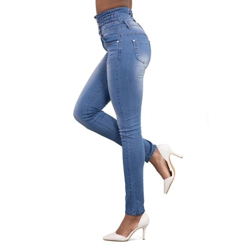 Dámské ležérní kalhoty s vysokým pasem Demin Pencil Pants Slim Jeans