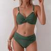 Women’s Two Piece High Waist Bikini Swimsuit with Ruffle Trim Sport Swimwear Set Adjustable Straps and Printed Top