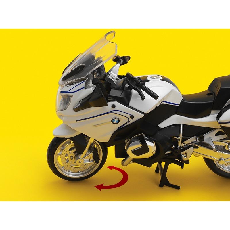 Modello di motocicletta pressofusa in lega BMW R1250RT 1/12 con base, giocattolo da regalare, modello di motocicletta statica pressofusa