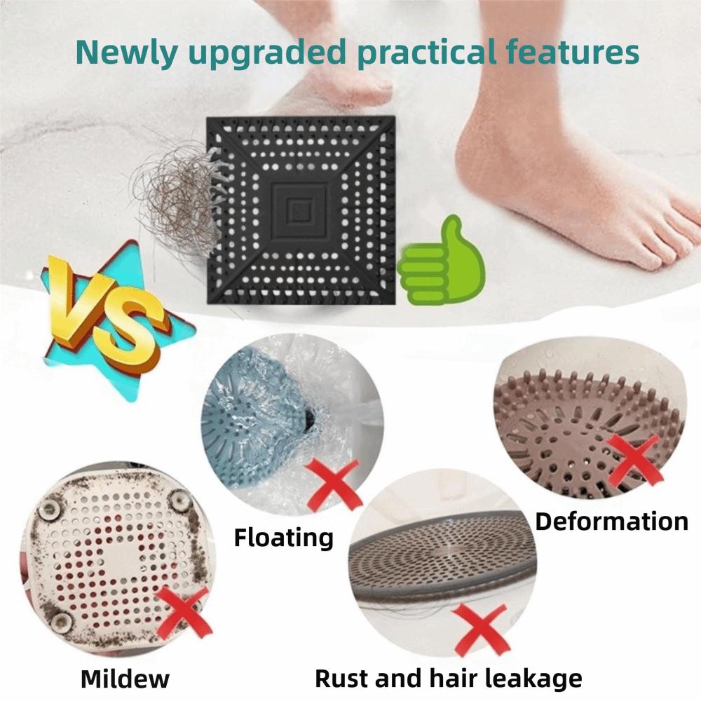 Silicone Shower Drain Hair Catcher Square Deodorant Shower Drain Cover Durable Easy To Clean Floor Drain Protector